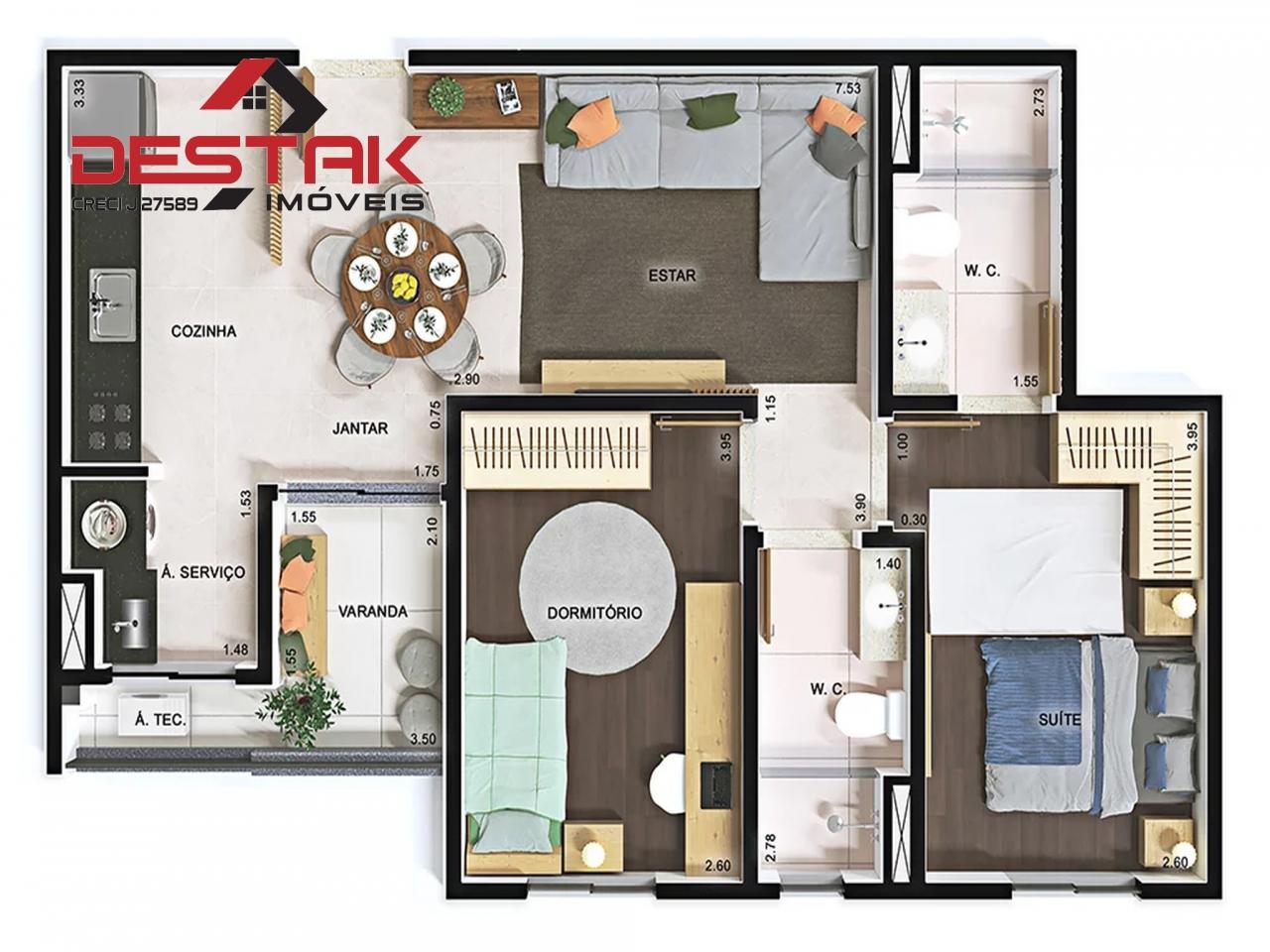 Apartamento, 2 quartos, 68 m² - Foto 2